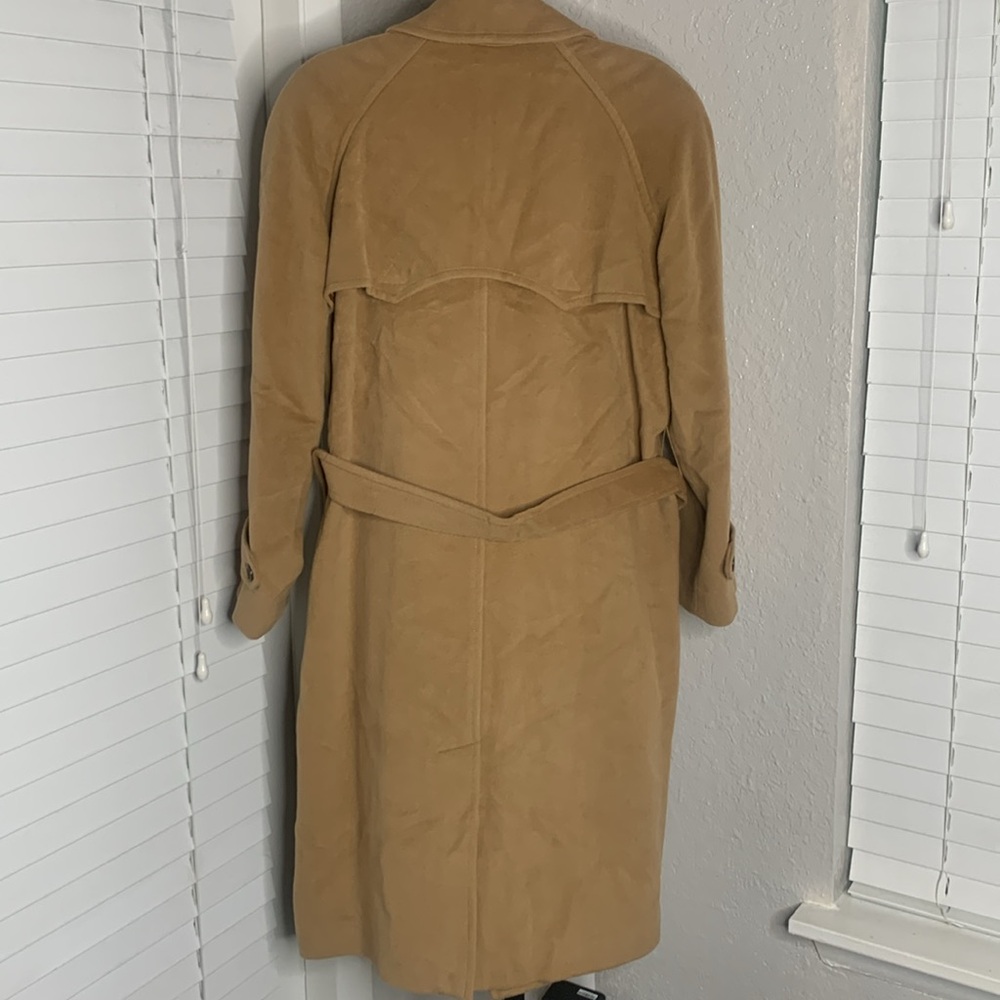 NEW american living danielle camel wool angora blend trench coat jacket large - Picture 2 of 9